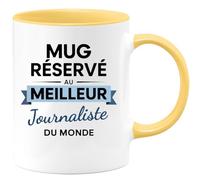 quotedazur - Mug réservé au meilleur Journaliste du monde - Tasse Cadeau Journaliste Homme - Jaune/Céramique
