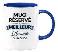 quotedazur - Mug réservé au meilleur Libraire du monde - Tasse Cadeau Libraire Homme - Bleu/Céramique