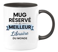 quotedazur - Mug réservé au meilleur Libraire du monde - Tasse Cadeau Libraire Homme - Noir/Céramique
