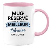 quotedazur - Mug réservé au meilleur Libraire du monde - Tasse Cadeau Libraire Homme - Rose/Céramique