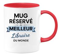 quotedazur - Mug réservé au meilleur Libraire du monde - Tasse Cadeau Libraire Homme - Rouge/Céramique