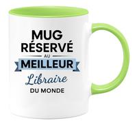 quotedazur - Mug réservé au meilleur Libraire du monde - Tasse Cadeau Libraire Homme - Vert/Céramique