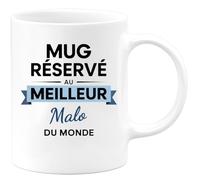 quotedazur - Mug réservé au meilleur Malo du monde - Tasse Cadeau Malo Homme - Blanc/Céramique