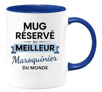 quotedazur - Mug réservé au meilleur Maroquinier du monde - Tasse Cadeau Maroquinier Homme - Bleu/Céramique