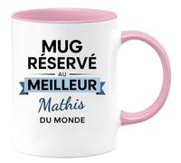 quotedazur - Mug réservé au meilleur Mathis du monde - Tasse Cadeau Mathis Homme - Rose/Céramique