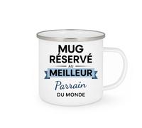 quotedazur - Mug réservé au meilleur Parrain du monde - Tasse Cadeau Parrain Homme - Blanc/Emaillé