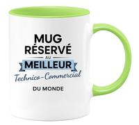 quotedazur - Mug réservé au meilleur Technico-commercial du monde - Tasse Cadeau Technico-commercial Homme - Vert/Céramique
