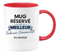 quotedazur - Mug réservé au meilleur Technico-commercial du monde - Tasse Cadeau Technico-commercial Homme - Rouge/Céramique