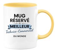 quotedazur - Mug réservé au meilleur Technico-commercial du monde - Tasse Cadeau Technico-commercial Homme - Jaune/Céramique