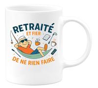 quotedazur - Mug Retraité et fier de ne rien faire - Tasse Cadeau Retraite Homme - Blanc/Céramique