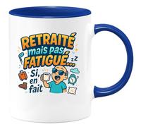 quotedazur - Mug Retraité mais pas fatigué... si, en fait - Tasse Cadeau Humour Homme - Bleu/Céramique