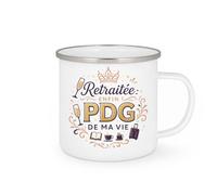 quotedazur - Mug Retraitée : Enfin PDG de Ma Vie - Tasse Cadeau Retraite Femme - Blanc/Emaillé