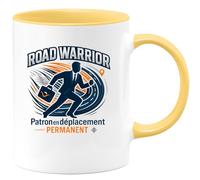 quotedazur - Mug Road warrior : Patron en déplacement permanent - Tasse Cadeau Patron Homme - Jaune/Céramique