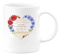 quotedazur - Mug Roses rouges, violettes bleues, ce mug est pour toi car tu es fabuleuse - Tasse Cadeau Amour, Saint-Valentin, Couple Femme - Blanc/Céramique