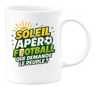 quotedazur - Mug soleil apéro football, que demande le peuple ? - Tasse Cadeau Football Homme - Blanc/Céramique