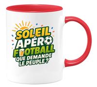 quotedazur - Mug soleil apéro football, que demande le peuple ? - Tasse Cadeau Football Homme - Rouge/Céramique