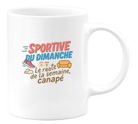 quotedazur - Mug Sportive du dimanche. Le reste de la semaine, canapé - Tasse Cadeau Humour Femme - Blanc/Céramique