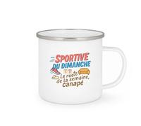 quotedazur - Mug Sportive du dimanche. Le reste de la semaine, canapé - Tasse Cadeau Humour Femme - Blanc/Emaillé
