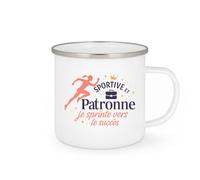 quotedazur - Mug Sportive et Patronne : je sprinte vers le succès - Tasse Cadeau Patronne Femme - Blanc/Emaillé
