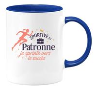 quotedazur - Mug Sportive et Patronne : je sprinte vers le succès - Tasse Cadeau Patronne Femme - Bleu/Céramique
