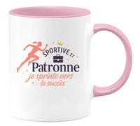 quotedazur - Mug Sportive et Patronne : je sprinte vers le succès - Tasse Cadeau Patronne Femme - Rose/Céramique