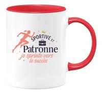 quotedazur - Mug Sportive et Patronne : je sprinte vers le succès - Tasse Cadeau Patronne Femme - Rouge/Céramique