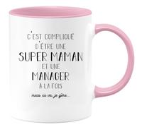 quotedazur - Mug Super Maman Et Manager A La Fois Mais Je Gère - Tasse Cadeau Maman Fête Des Mères Anniversaire - Cadeau Pour Jeune Ou Future Maman Suite À Une Naissance