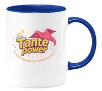 quotedazur - Mug Tante power : le super pouvoir de rendre les enfants heureux - Tasse Cadeau Tante Femme - Bleu/Céramique