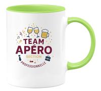 quotedazur - Mug team apéro, section professionnelle - Tasse Cadeau Humour Homme - Vert/Céramique