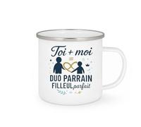 quotedazur - Mug Toi + moi = duo parrain filleul parfait - Tasse Cadeau Baptême Demande Futur Parrain Homme - Blanc/Emaillé