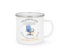 quotedazur - Mug Ton bureau vide nous rappellera quotidiennement qu'on a perdu notre meilleur alibi - Tasse Cadeau Collègue Femme - Blanc/Emaillé