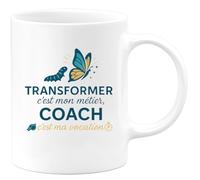 quotedazur - Mug Transformer c'est mon métier, Coach c'est ma vocation - Tasse Cadeau Coach Homme - Blanc/Céramique