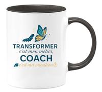 quotedazur - Mug Transformer c'est mon métier, Coach c'est ma vocation - Tasse Cadeau Coach Homme - Noir/Céramique