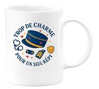 quotedazur - Mug Trop de charme pour un seul képi - Tasse Cadeau Gendarme Homme - Blanc/Céramique