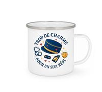 quotedazur - Mug Trop de charme pour un seul képi - Tasse Cadeau Gendarme Homme - Blanc/Emaillé