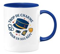 quotedazur - Mug Trop de charme pour un seul képi - Tasse Cadeau Gendarme Homme - Bleu/Céramique