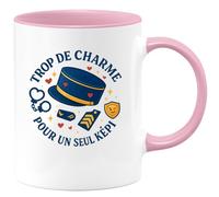 quotedazur - Mug Trop de charme pour un seul képi - Tasse Cadeau Gendarme Homme - Rose/Céramique