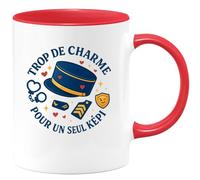 quotedazur - Mug Trop de charme pour un seul képi - Tasse Cadeau Gendarme Homme - Rouge/Céramique