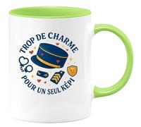 quotedazur - Mug Trop de charme pour un seul képi - Tasse Cadeau Gendarme Homme - Vert/Céramique