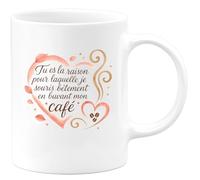 quotedazur - Mug Tu es la raison pour laquelle je souris bêtement en buvant mon café - Tasse Cadeau Amour, Saint-Valentin, Couple Homme - Blanc/Céramique
