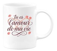 quotedazur - Mug tu es l'amour de ma vie - Tasse Cadeau Saint-Valentin, Amour, Couple Femme - Blanc/Céramique