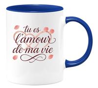 quotedazur - Mug tu es l'amour de ma vie - Tasse Cadeau Saint-Valentin, Amour, Couple Femme - Bleu/Céramique
