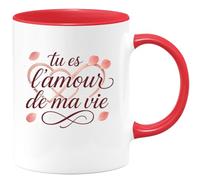 quotedazur - Mug tu es l'amour de ma vie - Tasse Cadeau Saint-Valentin, Amour, Couple Femme - Rouge/Céramique