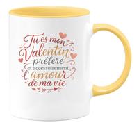 quotedazur - Mug Tu es mon Valentin préféré et accessoirement l'amour de ma vie - Tasse Cadeau Amour, Saint-Valentin, Couple Homme - Jaune/Céramique