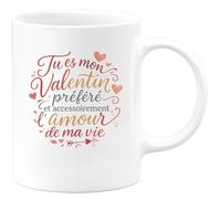 quotedazur - Mug Tu es mon Valentin préféré et accessoirement l'amour de ma vie - Tasse Cadeau Amour, Saint-Valentin, Couple Homme - Blanc/Céramique