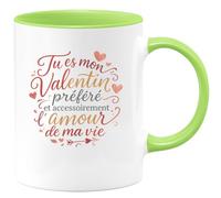 quotedazur - Mug Tu es mon Valentin préféré et accessoirement l'amour de ma vie - Tasse Cadeau Amour, Saint-Valentin, Couple Homme - Vert/Céramique