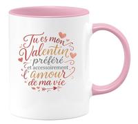quotedazur - Mug Tu es mon Valentin préféré et accessoirement l'amour de ma vie - Tasse Cadeau Amour, Saint-Valentin, Couple Homme - Rose/Céramique