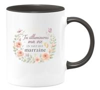 quotedazur - Mug Tu illumineras ma vie en tant que marraine - Tasse Cadeau Baptême Demande Future Marraine Femme - Noir/Céramique