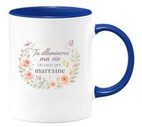 quotedazur - Mug Tu illumineras ma vie en tant que marraine - Tasse Cadeau Baptême Demande Future Marraine Femme - Bleu/Céramique