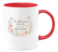 quotedazur - Mug Tu illumineras ma vie en tant que marraine - Tasse Cadeau Baptême Demande Future Marraine Femme - Rouge/Céramique